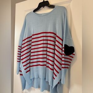 Mersea Blue and Red Striped Women's Sweater